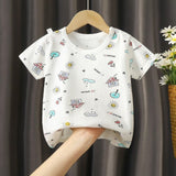 New Born Pure Cotton Short-Sleeved T-Shirt 0-7 Months Old - White - Shop N Save
