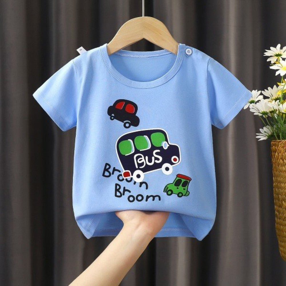 New Born Pure Cotton Short-Sleeved T-Shirt 0-7 Months Old - Blue - Shop N Save