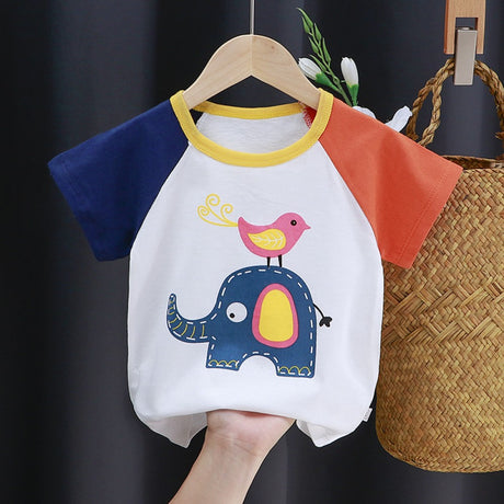3-6 Months Infant Baby Boy T-Shirt - Newborn Baby Girls Cartoon Print Short Sleeves Round Neck T-Shirt For Kids - Multicolor - Shop N Save