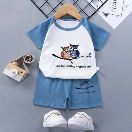 Breathable New Born Short Sleeve Two Piece Cotton Outfit Matching Set - Shop N Save