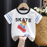 3-6 Months Infant Baby Boy T-Shirt - Newborn Baby Girls Cartoon Print Short Sleeves Round Neck T-Shirt For Kids - White - Shop N Save