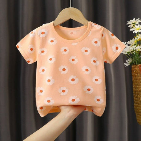 New Born Pure Cotton Short-Sleeved T-Shirt 0-7 Months Old - Orange - Shop N Save