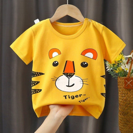 New Born Pure Cotton Short-Sleeved T-Shirt 0-7 Months Old - Yellow - Shop N Save