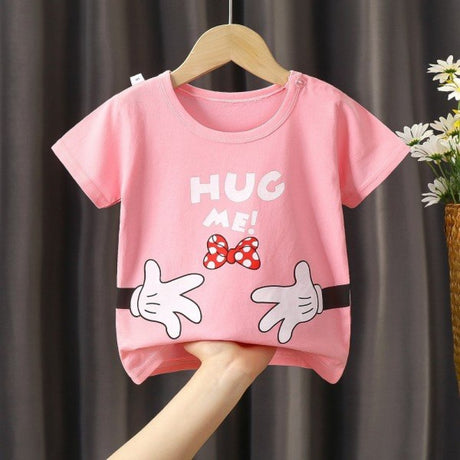 New Born Pure Cotton Short-Sleeved T-Shirt 0-7 Years Old - Pink - Shop N Save