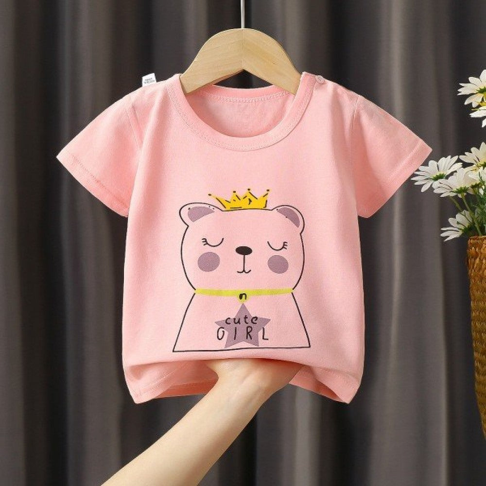 New Born Pure Cotton Short-Sleeved T-Shirt 0-7 Months Old - Pink - Shop N Save