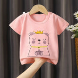 New Born Pure Cotton Short-Sleeved T-Shirt 0-7 Months Old - Pink - Shop N Save