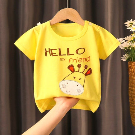 New Born Pure Cotton Short-Sleeved T-Shirt 0-7 Years Old - yellow - Shop N Save