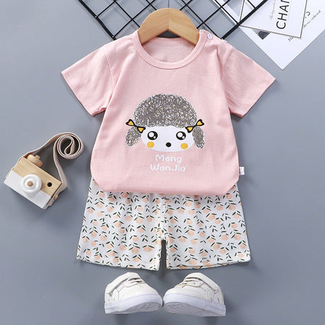 Breathable New Born Short Sleeve Two Piece Cotton Outfit Matching Set - Shop N Save