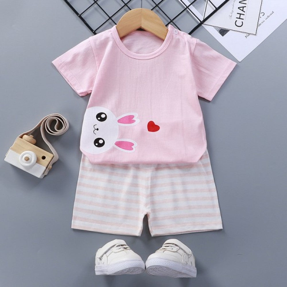 Breathable New Born Short Sleeve Two Piece Cotton Outfit Matching Set - Shop N Save