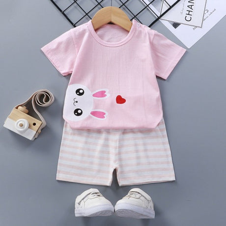 Breathable New Born Short Sleeve Two Piece Cotton Outfit Matching Set - Shop N Save