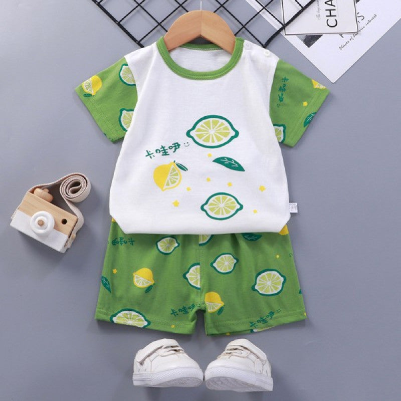 Breathable New Born Short Sleeve Two Piece Cotton Outfit Matching Set - Shop N Save