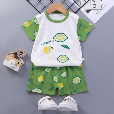 Breathable New Born Short Sleeve Two Piece Cotton Outfit Matching Set - Shop N Save