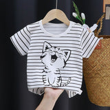 3-6 Months Infant Baby Boy T-Shirt - Newborn Baby Girls Cartoon Print Short Sleeves Round Neck T-Shirt For Kids - Black And White - Shop N Save