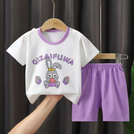 Cartoon print Newborn cotton short sleeve T-shirt and shorts Matching Set - Shop N Save