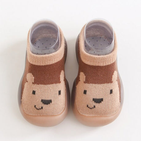 Newborn Infant Cartoon Design Socks Shoes For Kids Baby Girls - Breathable New Stylish Fashion For Boys Children - Soft Cotton Shoes - Brown - Shop N Save