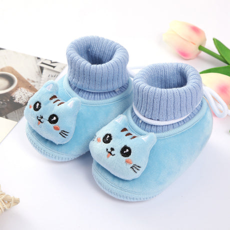 Soft Bottom New Born Knitted Cartoon Socks Shoes - Blue - Shop N Save