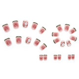 24pcs Glossy Camellia False Nails: Short Blush Design for Women - Shop N Save