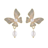 Korean Butterfly Clip-Ons: Freshwater Pearl Non-Pierced Earrings - Shop N Save
