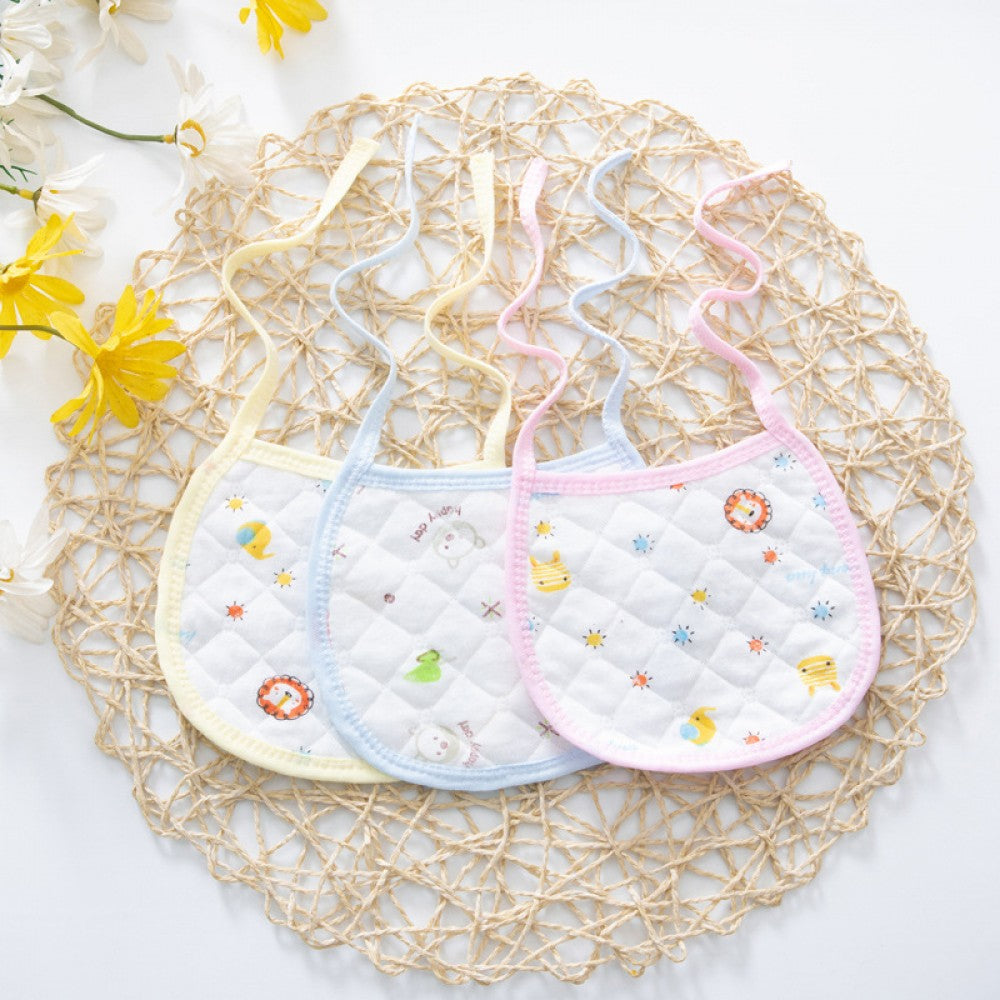 3 PCs Set Multi Pint Baby Bib Pure Cotton New Born Saliva Towel Blue - Shop N Save