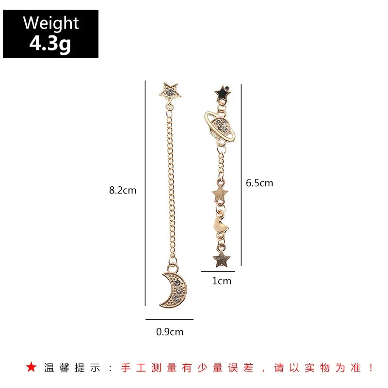 Copper Star Moon Earrings: Celestial Fashion with Tassels - Shop N Save