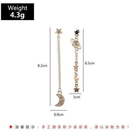 Copper Star Moon Earrings: Celestial Fashion with Tassels - Shop N Save