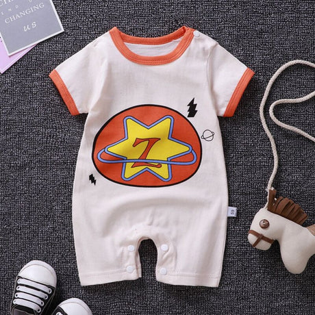 Pure Cotton Short-Sleeved Newborn Baby Jumpsuit - white - Shop N Save