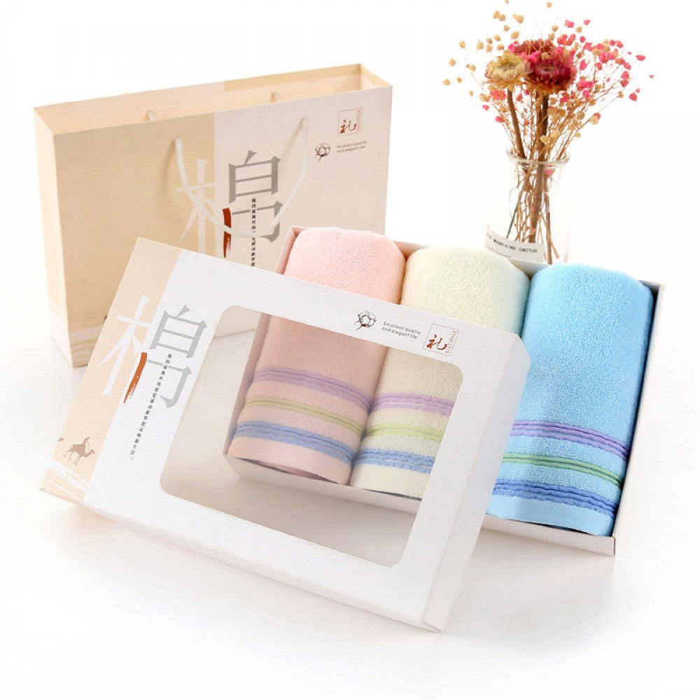 Pure Cotton Jacquard Towel New Born Non-Shedding Towel - Blue - Shop N Save