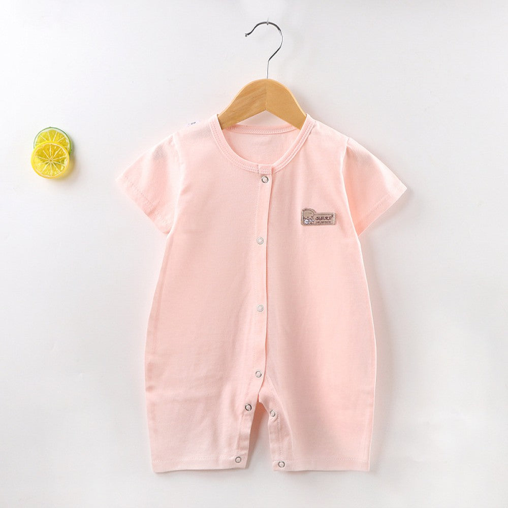 Baby Jumpsuit Short-Sleeved Summer Newborn Romper - Pink - Shop N Save