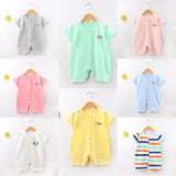 Baby jumpsuit short-sleeved summer newborn romper - blue - Shop N Save