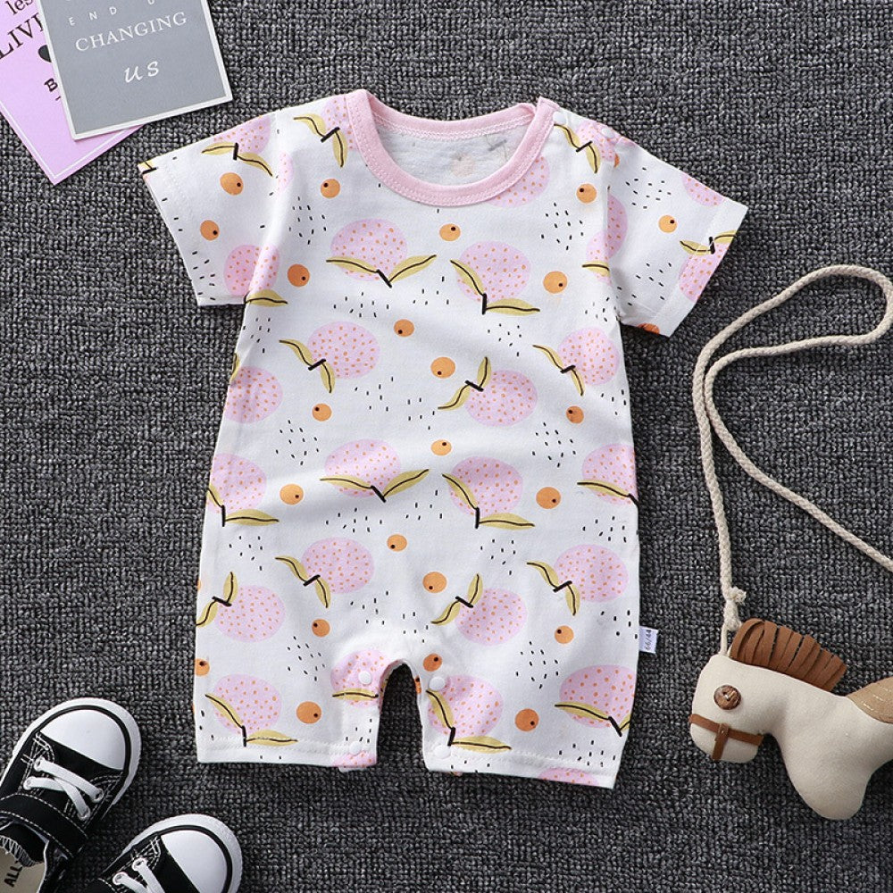 Newborn pajamas pure cotton short-sleeved baby jumpsuit - White - Shop N Save