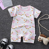 Newborn pajamas pure cotton short-sleeved baby jumpsuit - White - Shop N Save