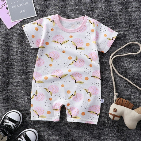 Newborn pajamas pure cotton short-sleeved baby jumpsuit - White - Shop N Save