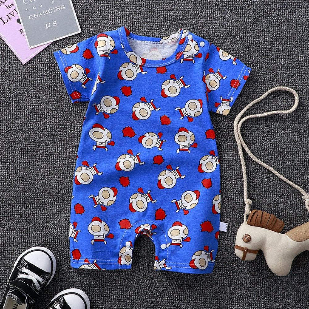 Newborn Pajamas Pure Cotton Short-Sleeved Baby Jumpsuit - Blue - Shop N Save