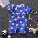 Newborn Pajamas Pure Cotton Short-Sleeved Baby Jumpsuit - Blue - Shop N Save