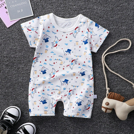 Pure Cotton Short-Sleeved Newborn Baby Jumpsuit - White - Shop N Save