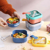 Kids Lunch Box - Inner Stainless Steel Baby Lunch Box With Spoon Scissors Set Food Supplement Bowl For School Home Kids (H 7.3 | W 12.7 | L 14.7 CM) - Pink - Shop N Save