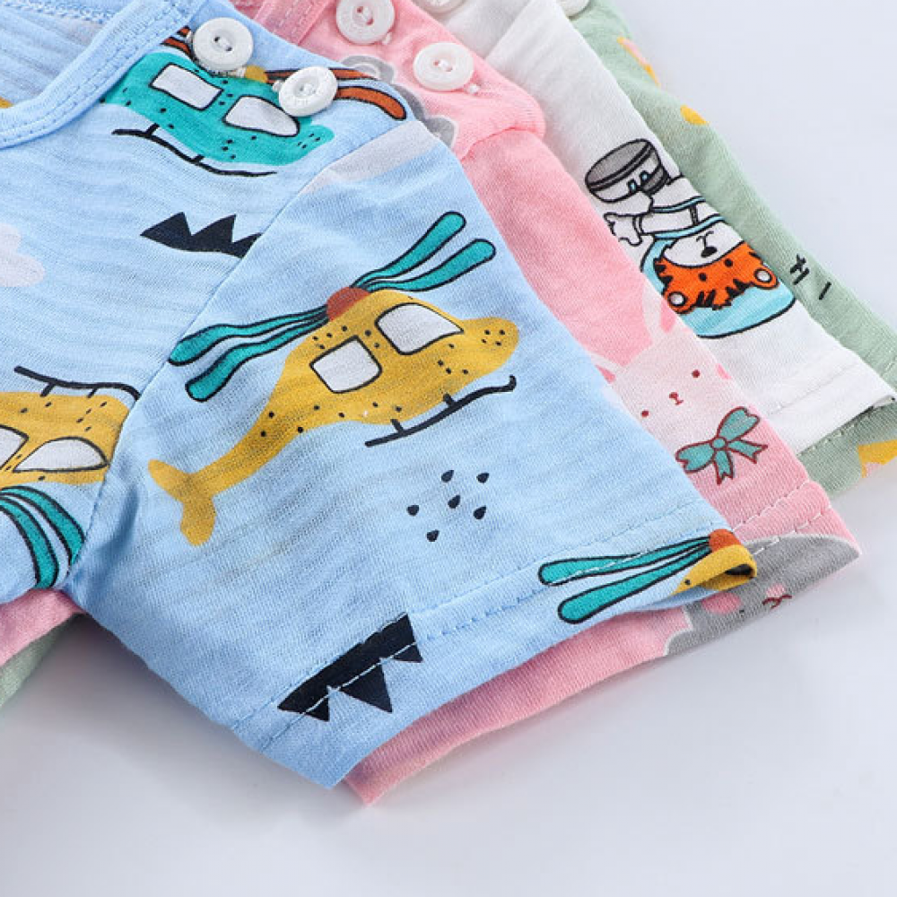 Children’s Short-Sleeved Shorts Suit New Born Boys And Girls Baby Summer T-Shirt Matching Set - Pink - Shop N Save