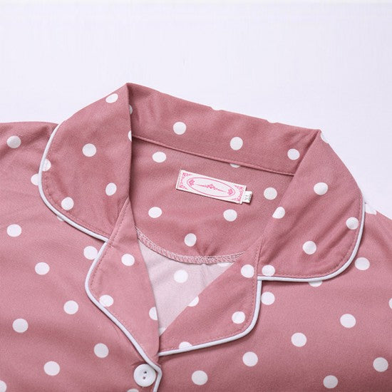 2Pcs Checked Printed Pajama Set - Solid Color Round Collar Neck Long Sleeves With Trouser Sleepwear For Women Nightwear - Dark Blue