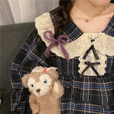 2Pcs Traditional Pajama Set - Solid Color Lace Patch Round Neck Long Sleeves Lace Patch Trouser Sleepwear for Women Nightwear - Black White