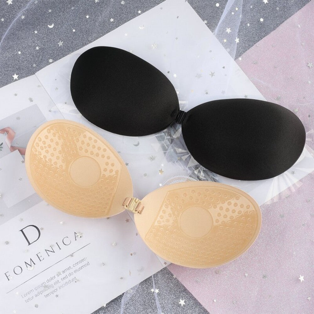 Strapless Invisible Seamless Push Up Silicone Bra - Black - Shop N Save