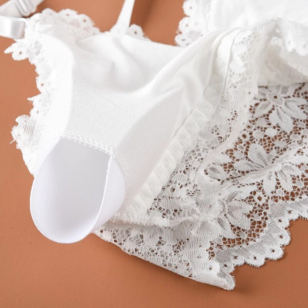 Women Push Up Wireless Lace Bra Top - White - Shop N Save