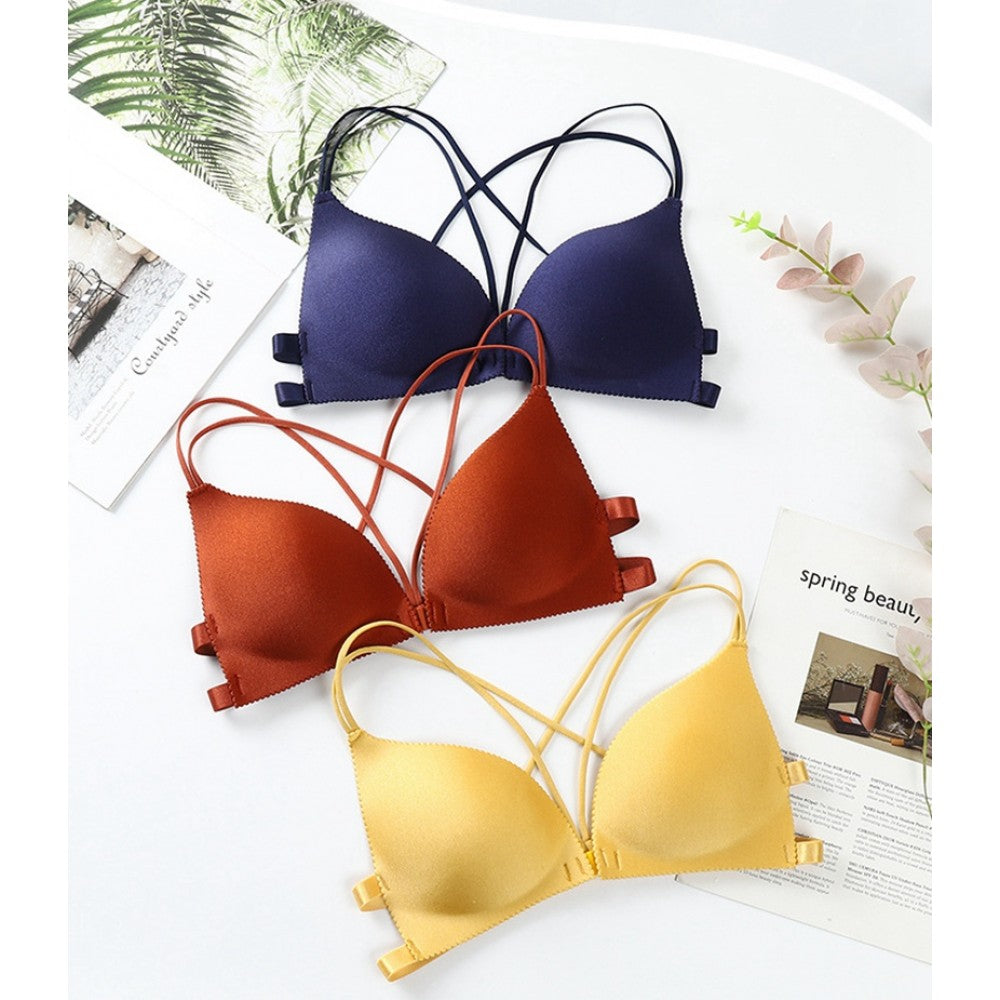 Backless Bra Lace Deep V Low Back Bralette Thin Cup - Maroon - Shop N Save