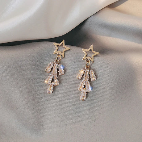 Woman Full Rhinestone Fashion Earrings - Golden - Shop N Save