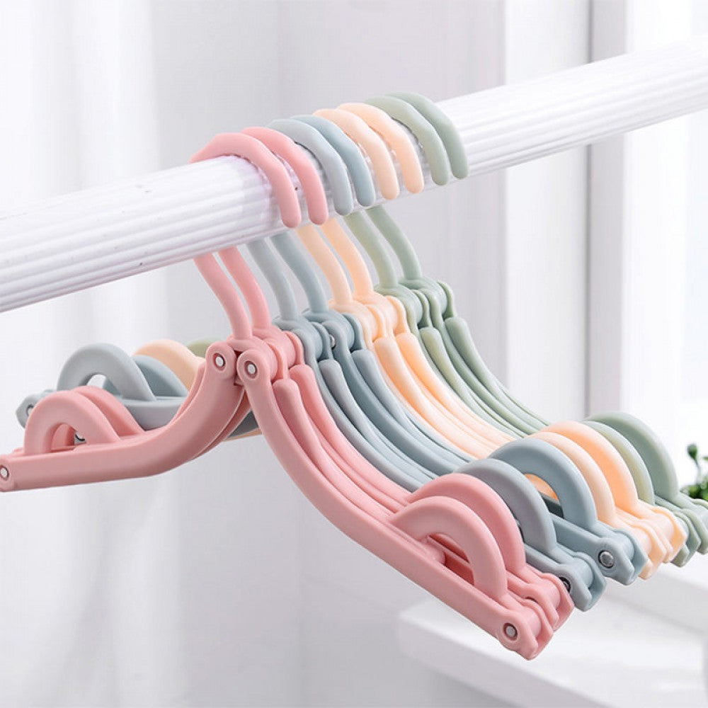 Creative Multifunction Clothes Hanger Portable Durable Folding - Pink