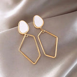 Women Geometric Shape Earrings - White