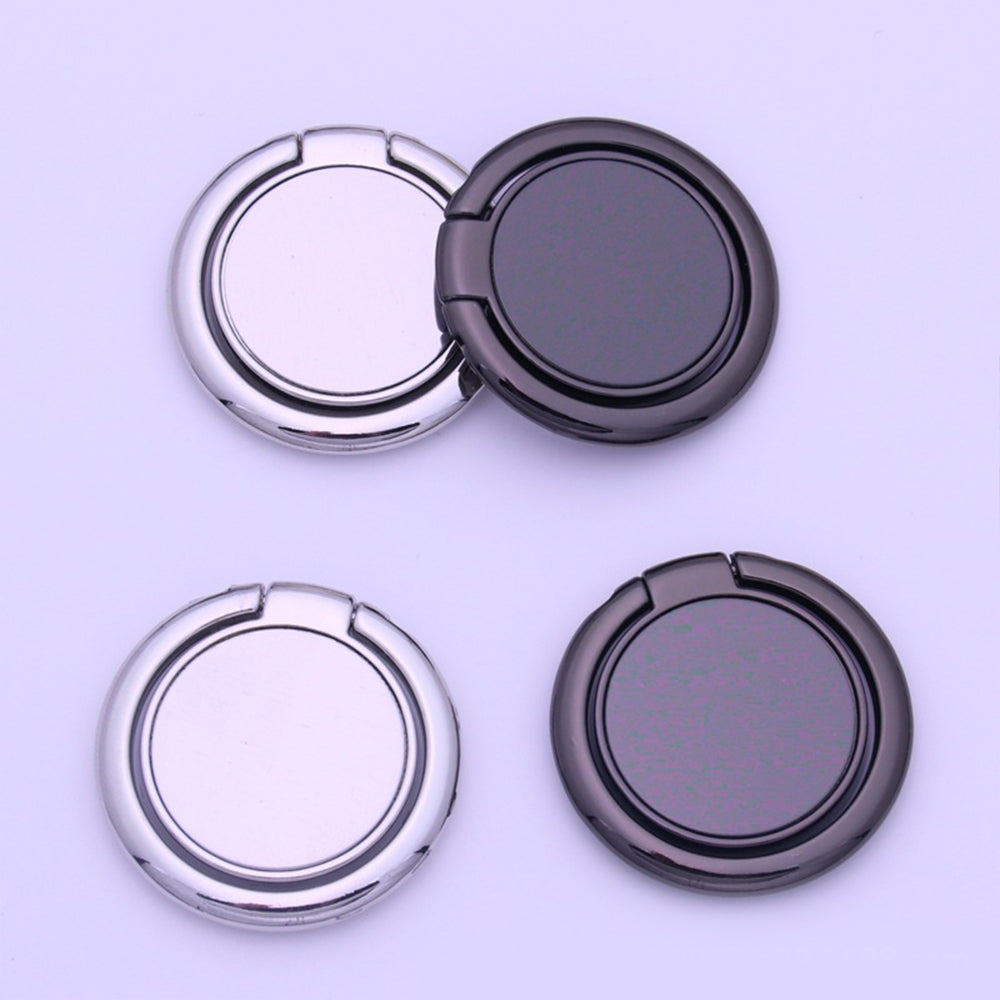 1PC Magnetic Ring Mobile Phone Holder - Solid Color Ring Bracket Alloy Phone Fastened Ring 360 Rotating Desktop Stand - Black