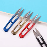 Stainless Steel U Shape Use Scissors Thread Cut Blue