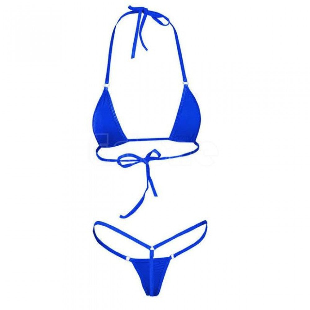 Women Micro Thong Underwear Bra Micro Bikini Brazilian Blue - Shop N Save