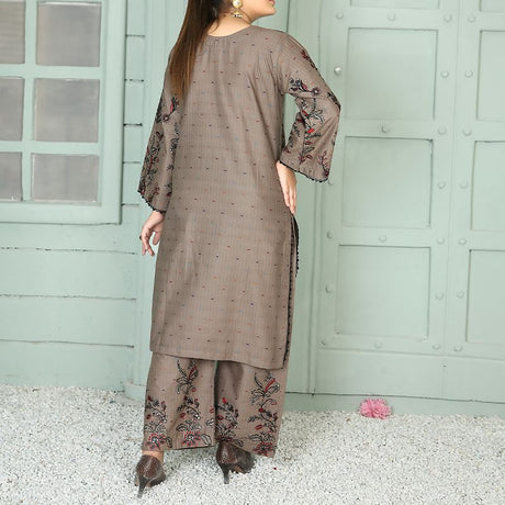 2 Piece Kurti Salwar Embroidery Set - Pure Cotton Collection Stylish Solid Color Light Weight Cotton Fabric Suit Top Bottom Salwar Kameez Indian Pakistani Embroidered Suit For Event Party Outdoor Dress - Khaki - Shop N Save