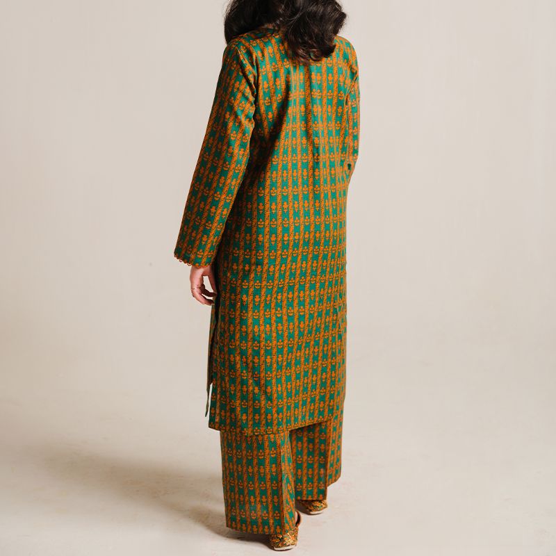 2 Piece Digital Print Kurti Salwar Set - Pure Cotton Collection Stylish Light Weight Cotton Fabric Suit Top Bottom Salwar Kameez Indian Pakistani Printed Suit For Casual Outdoor Dress - Dark Green - Shop N Save
